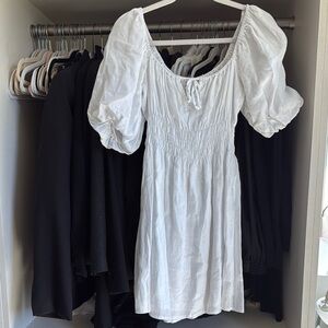 White Puff Sleeve Dress